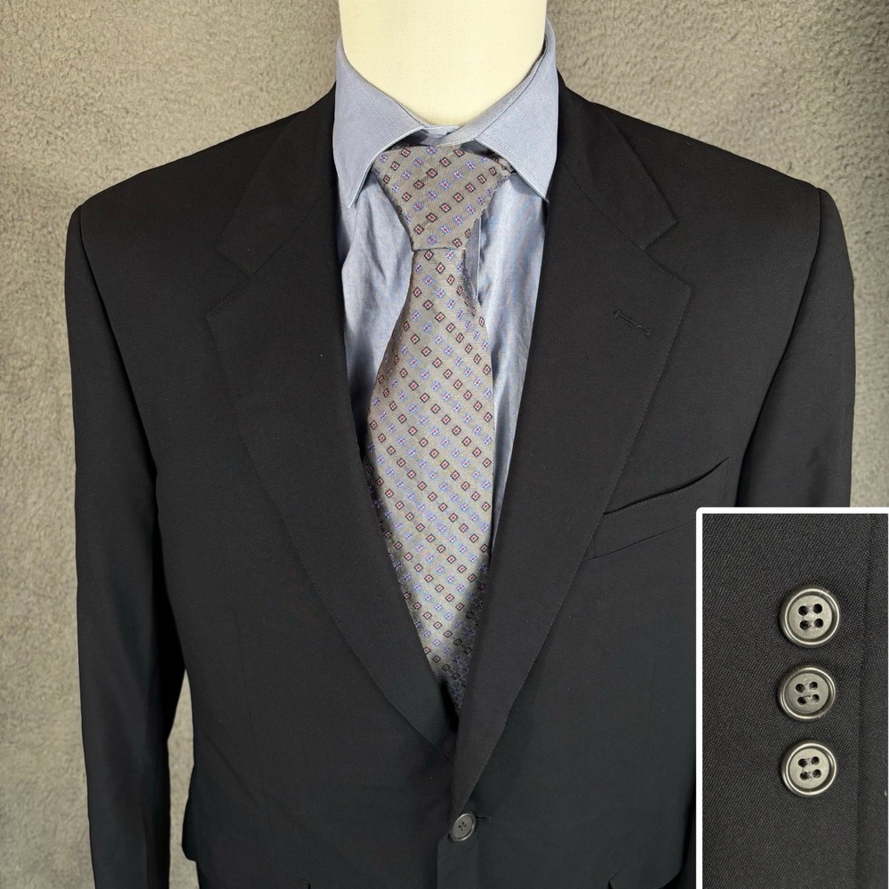 Brooks Brothers Brooksease Blazer Mens 41R Black 2 Button Wool Sport Coat Jacket